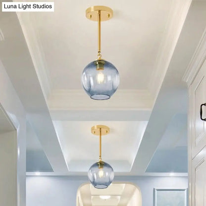 DecorBites™ DecorBites™ Amber/Smoke Gray Glass Semi Flush Light Fixture - Nordic Ceiling Flush Mount for Hallway - 1-Light