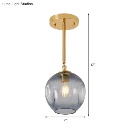 DecorBites™ DecorBites™ Amber/Smoke Gray Glass Semi Flush Light Fixture - Nordic Ceiling Flush Mount for Hallway - 1-Light