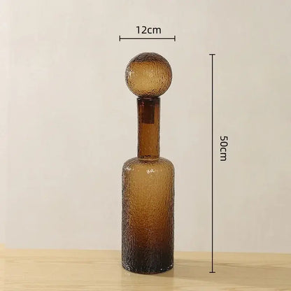 Amber textured decorbites clear glass tall decanter with spherical stopper perfect for living room decor