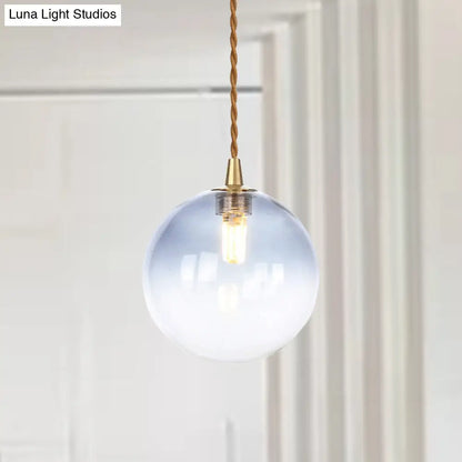 Amber/White/Red Macaron Glass Pendant Light Fixture - 1 Light Suspension Light with Rope for Bedroom