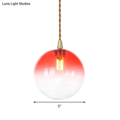 Amber/White/Red Macaron Glass Pendant Light Fixture - 1 Light Suspension Light with Rope for Bedroom