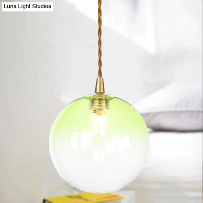 Amber/White/Red Macaron Glass Pendant Light Fixture - 1 Light Suspension Light with Rope for Bedroom