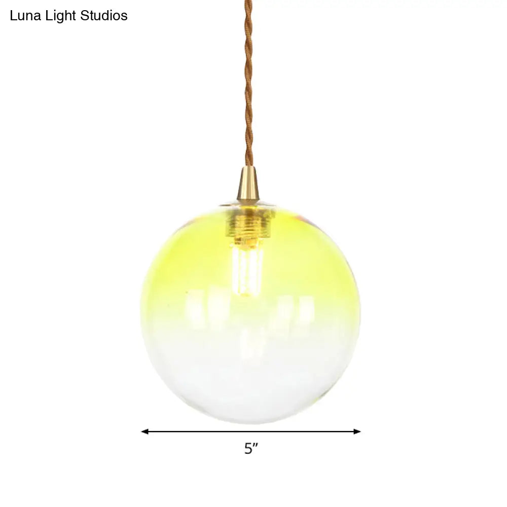 Amber/White/Red Macaron Glass Pendant Light Fixture - 1 Light Suspension Light with Rope for Bedroom