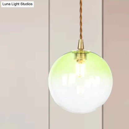 Amber/White/Red Macaron Glass Pendant Light Fixture - 1 Light Suspension Light with Rope for Bedroom