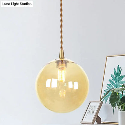 Amber/White/Red Macaron Glass Pendant Light Fixture - 1 Light Suspension Light with Rope for Bedroom