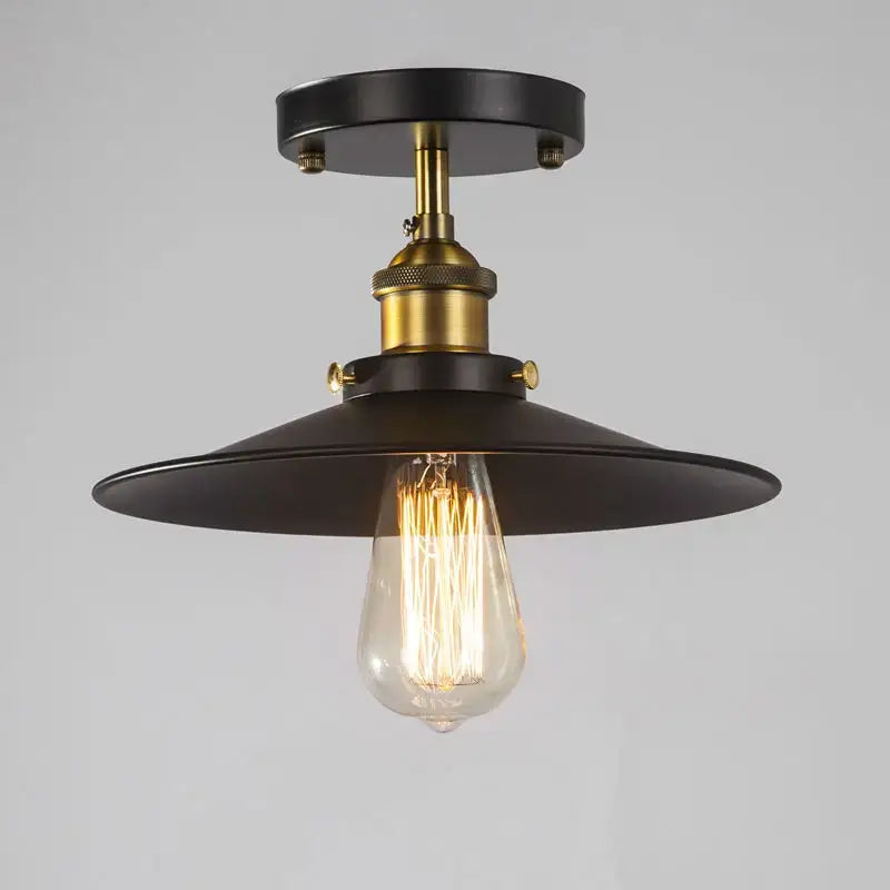 Black metal pendant ceiling lamp with brass-finished stem and exposed edison bulb decorbites american copper ceiling light