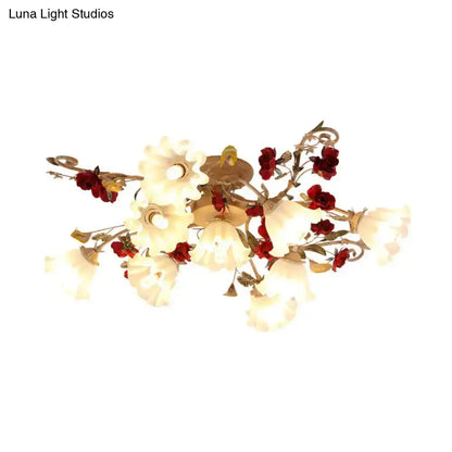 DecorBites™ DecorBites™ American Garden 4/7/9-Bulb Flower Semi Flush Light with Frosted Glass