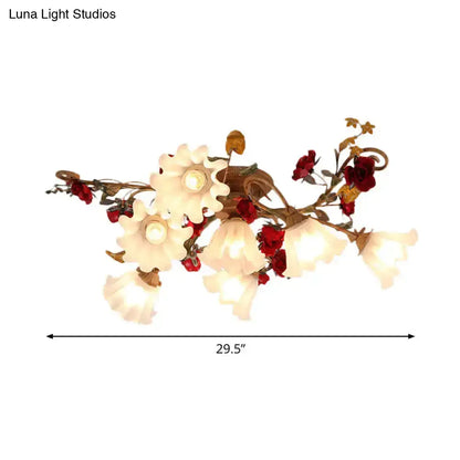 DecorBites™ DecorBites™ American Garden 4/7/9-Bulb Flower Semi Flush Light with Frosted Glass