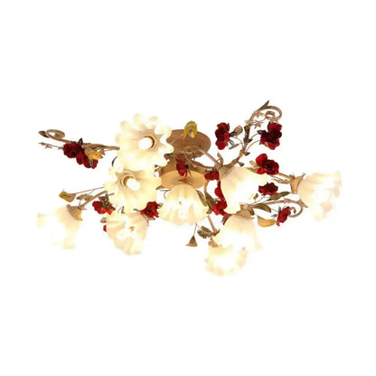 DecorBites™ DecorBites™ American Garden 4/7/9-Bulb Flower Semi Flush Light with Frosted Glass
