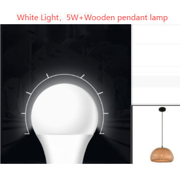 American garden bamboo woven chandelier pendant lamp in 5w white light with modern wooden design for restaurant use