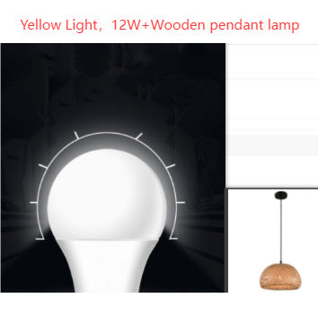 12w yellow light wooden pendant lamp with a dome-shaped design.