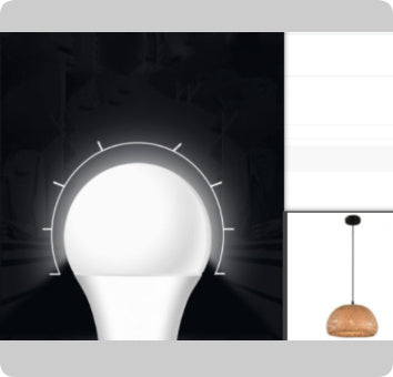 White pendant light with wooden base and black cord