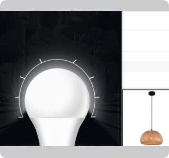 White pendant light with wooden base and black cord