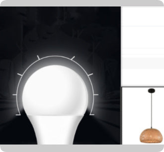 White led light bulb with a modern design and wooden base.