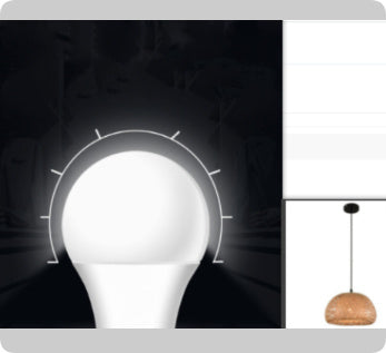 White led light bulb with wooden base and hanging cord.