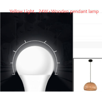 American garden bamboo woven chandelier pendant lamp with 24w yellow light wooden design for restaurant use
