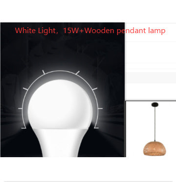 American Garden 15w white light wooden pendant lamp with dome-shaped bamboo design for restaurant lighting in Southeast Asia
