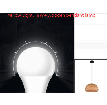 American garden bamboo woven chandelier pendant lamp with 9w yellow light and modern wooden design for restaurants
