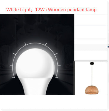 12w white led light bulb with wooden pendant lamp design.