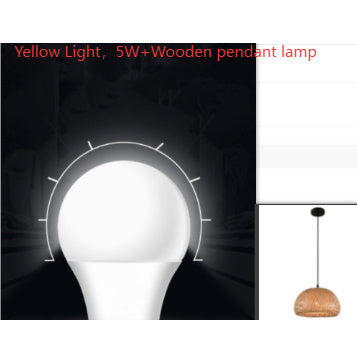 5w wooden pendant lamp with yellow light.