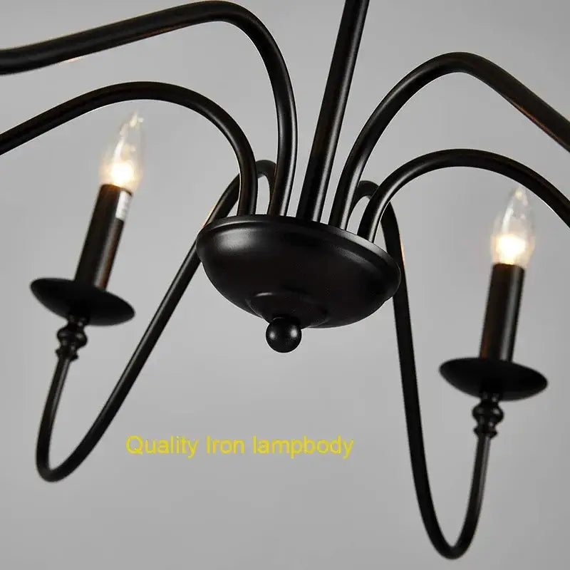 Black decorbites American iron chandelier with curved arms and candle style bulbs for living room decor