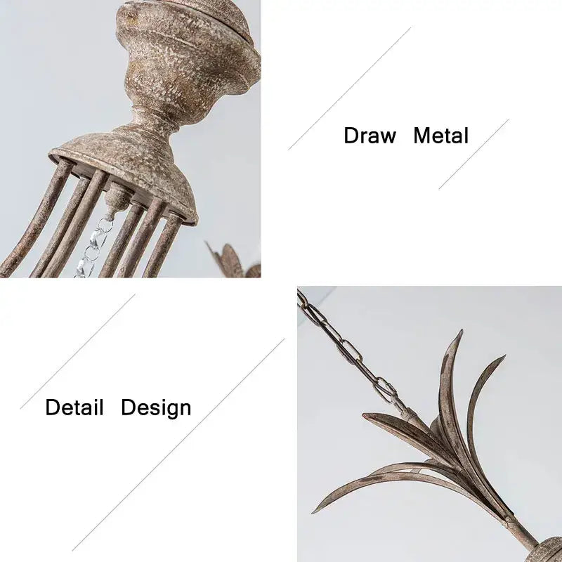 Antique bronze american retro chandelier with draw metal finish and leaf shaped details for dining room decorbites american retro