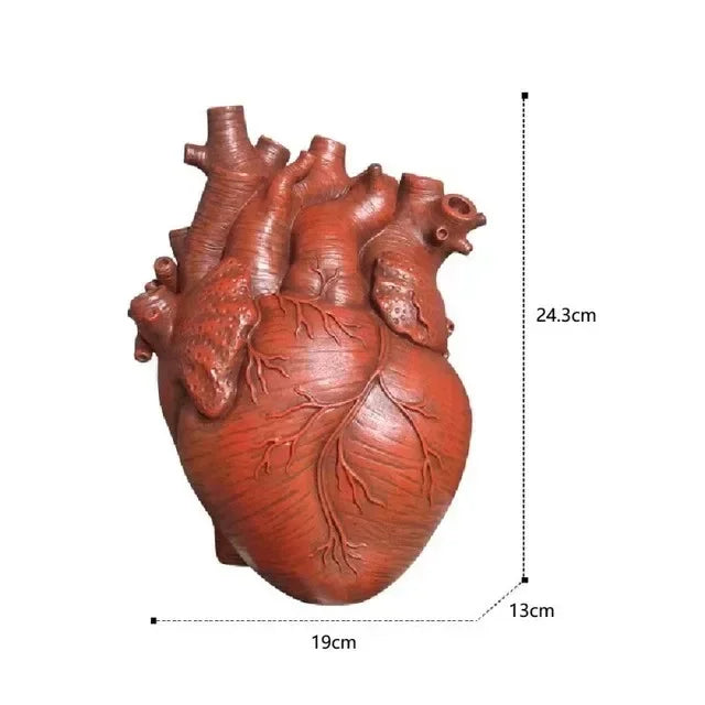 Anatomy Heart Vase - Unique Valentine’s Day Gift - red L 24cm - Vase