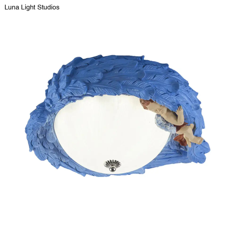 DecorBites™ DecorBites™ Angel Child Resin Wing Flush Mount Ceiling Lamp - Perfect for Romantic Bedroom Lighting