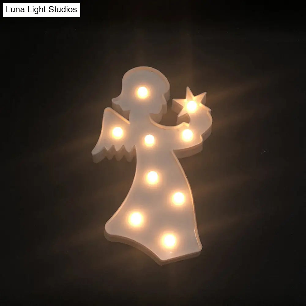 Lámpara de noche LED con forma de ángel: Iluminación nocturna de pared creativa de plástico para la habitación de las niñas