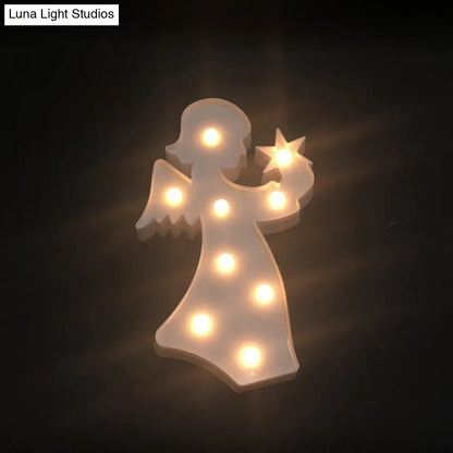 Lámpara de noche LED con forma de ángel: Iluminación nocturna de pared creativa de plástico para la habitación de las niñas