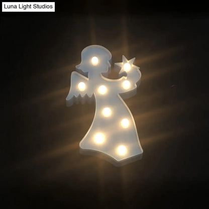 Lámpara de noche LED con forma de ángel: Iluminación nocturna de pared creativa de plástico para la habitación de las niñas