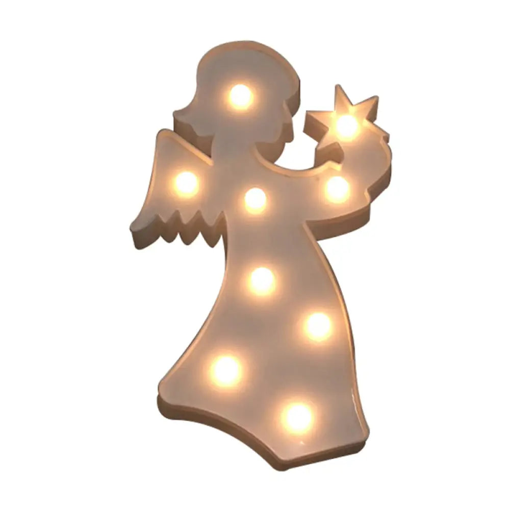 Lámpara de noche LED con forma de ángel: Iluminación nocturna de pared creativa de plástico para la habitación de las niñas