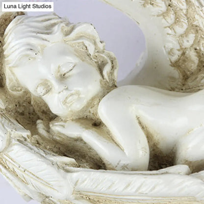 Aplique de pared con forma de ángel y pantalla de cristal de colores - Blanco/Azul