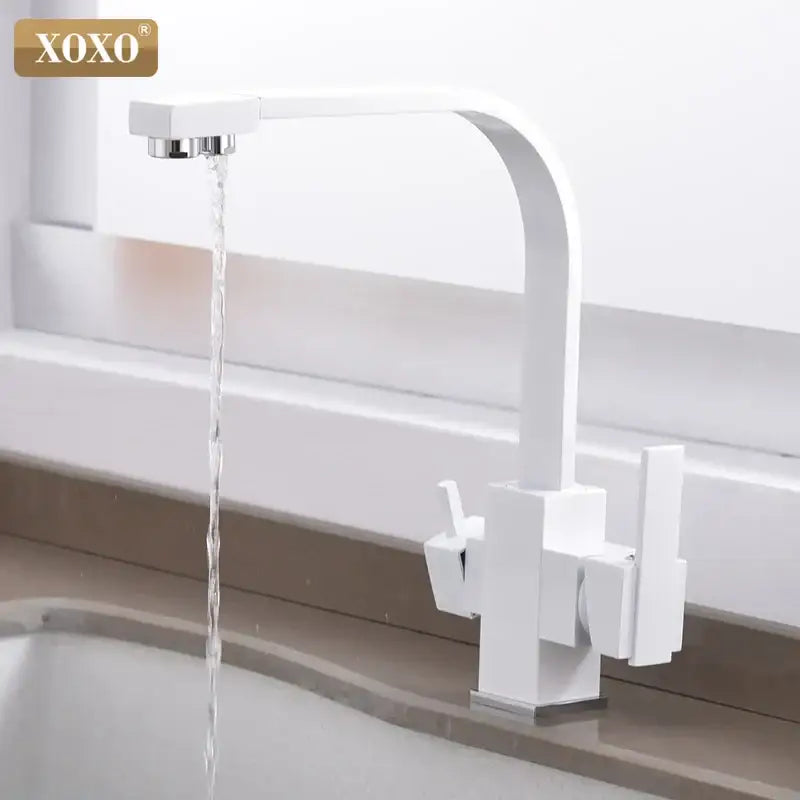 White xoxo brand angular matte black single hole kitchen faucet with sleek chrome accents for modern decorbites black single design