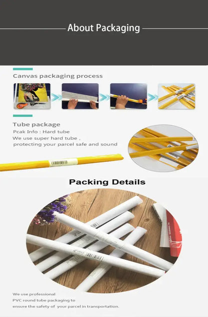 Yellow and white pvc round tubes used for packaging decorbites bathroom wall art cute animal canvas posters