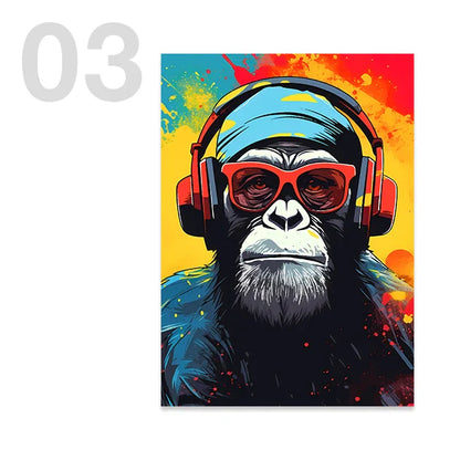 Animal Headphones Gaming Posters for Teens - 21x30cm No Frame / Pattern03 - Posters