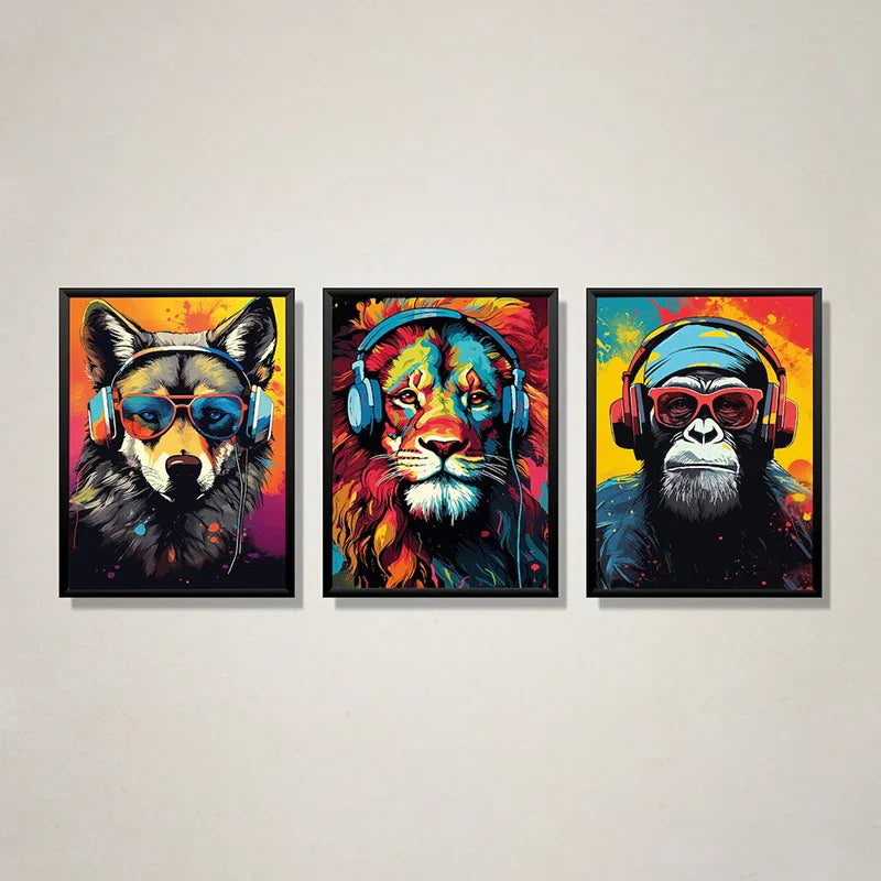 Animal Headphones Gaming Posters for Teens - Posters