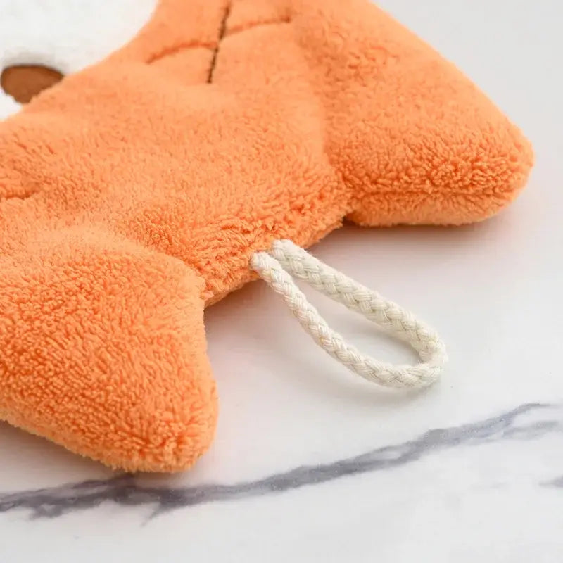 Orange plush star-shaped bath sponge with white braided rope loop for animal microfiber children’s hand towel decorbites elephant hippo