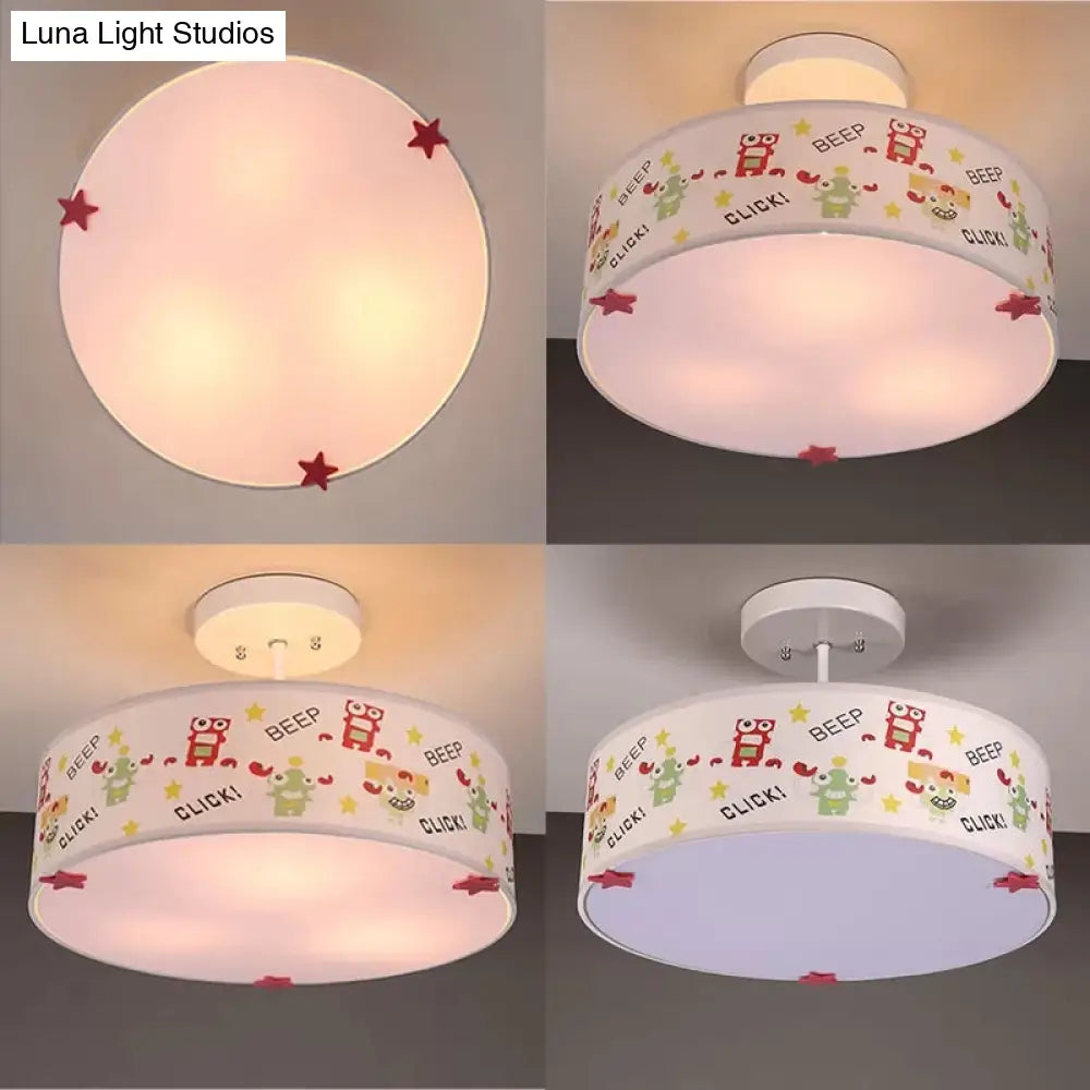 DecorBites™ DecorBites™ Animal Nursery Acrylic Drum Semi Flushmount Ceiling Light