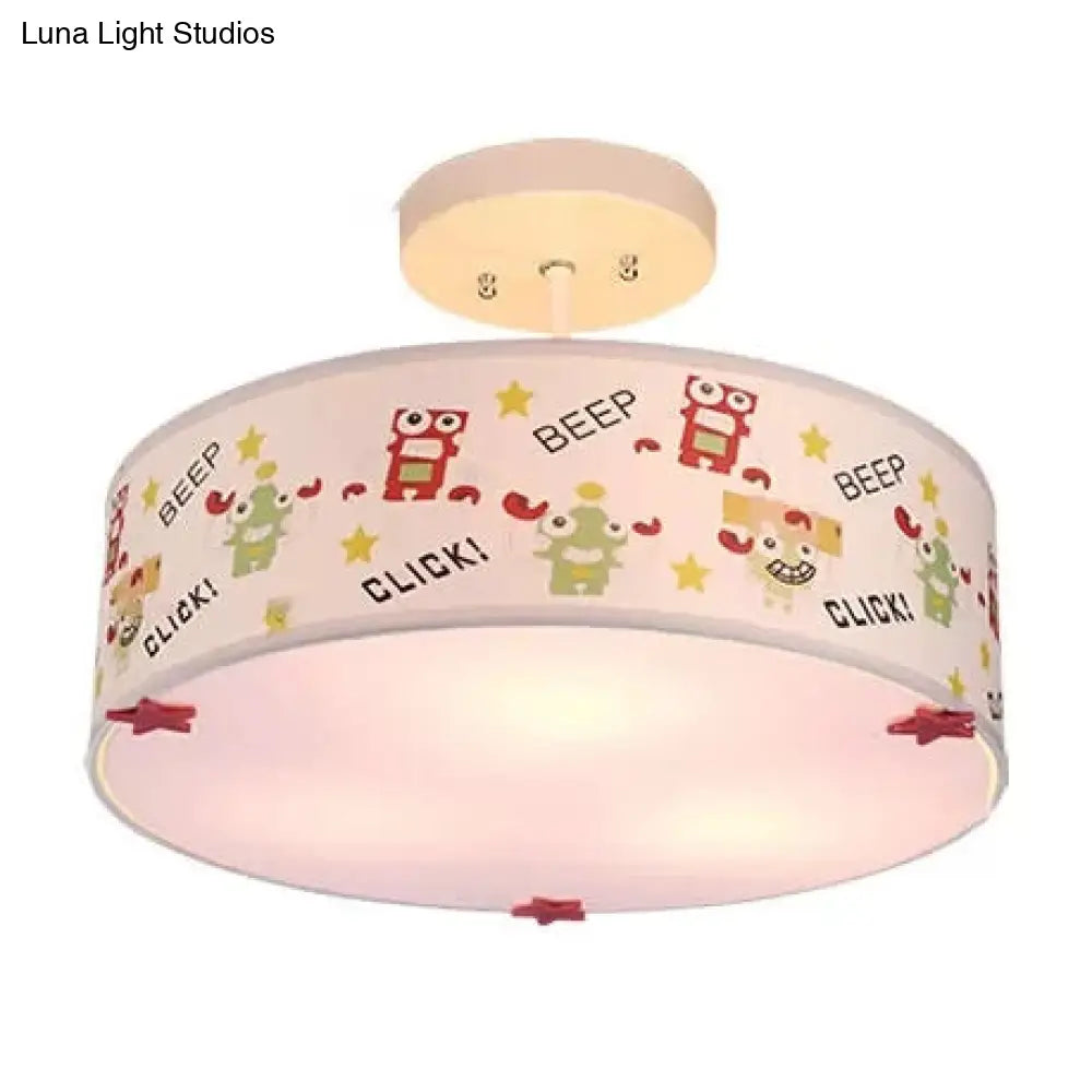 DecorBites™ DecorBites™ Animal Nursery Acrylic Drum Semi Flushmount Ceiling Light