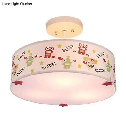 DecorBites™ DecorBites™ Animal Nursery Acrylic Drum Semi Flushmount Ceiling Light