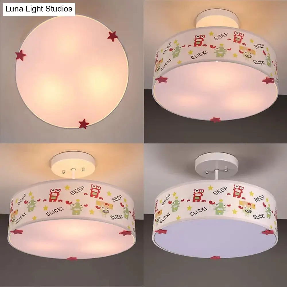 DecorBites™ DecorBites™ Animal Nursery Acrylic Drum Semi Flushmount Ceiling Light
