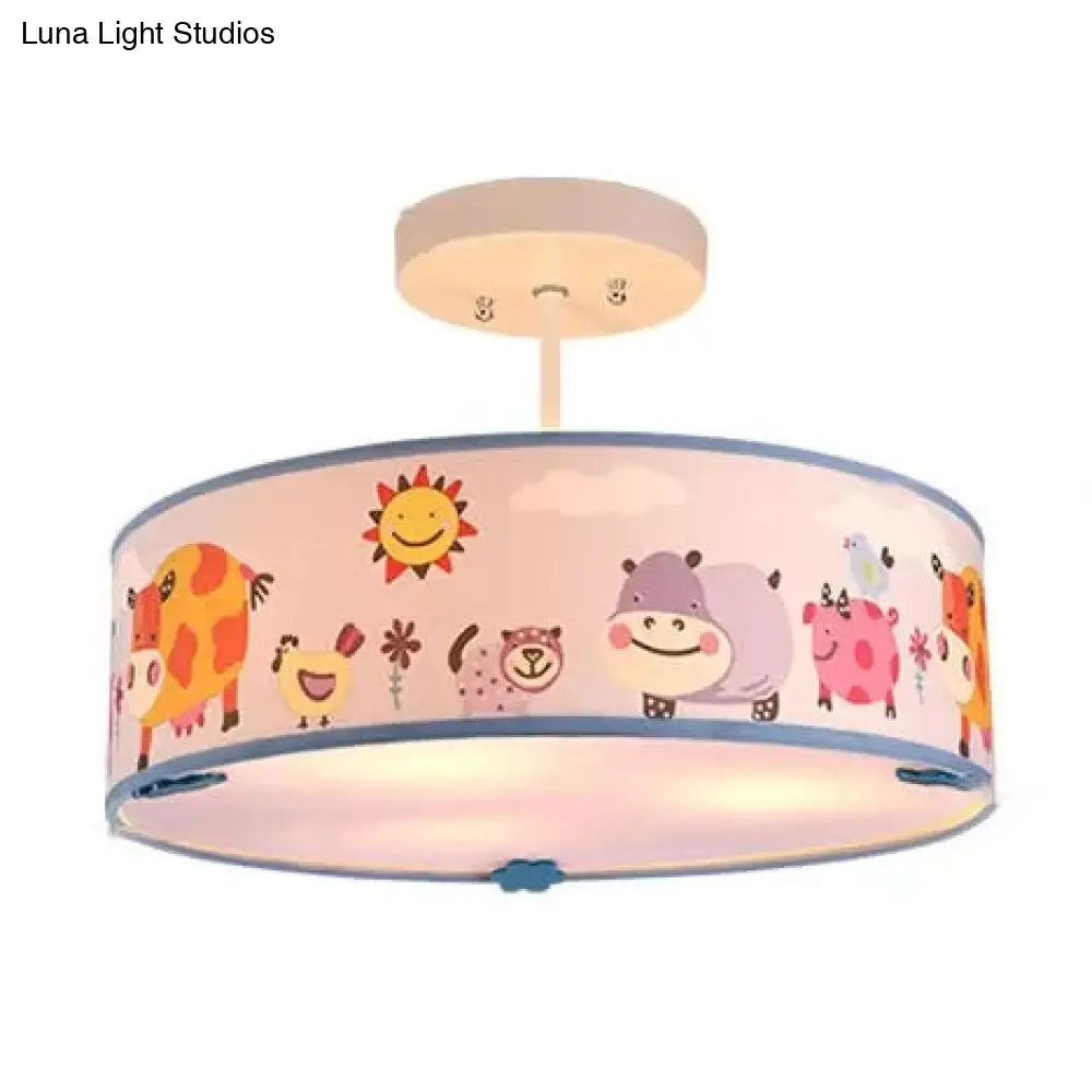 DecorBites™ DecorBites™ Animal Nursery Acrylic Drum Semi Flushmount Ceiling Light
