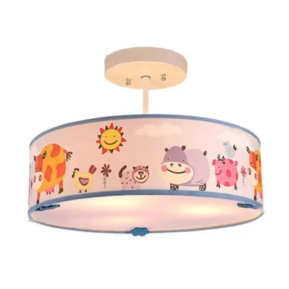 DecorBites™ DecorBites™ Animal Nursery Acrylic Drum Semi Flushmount Ceiling Light