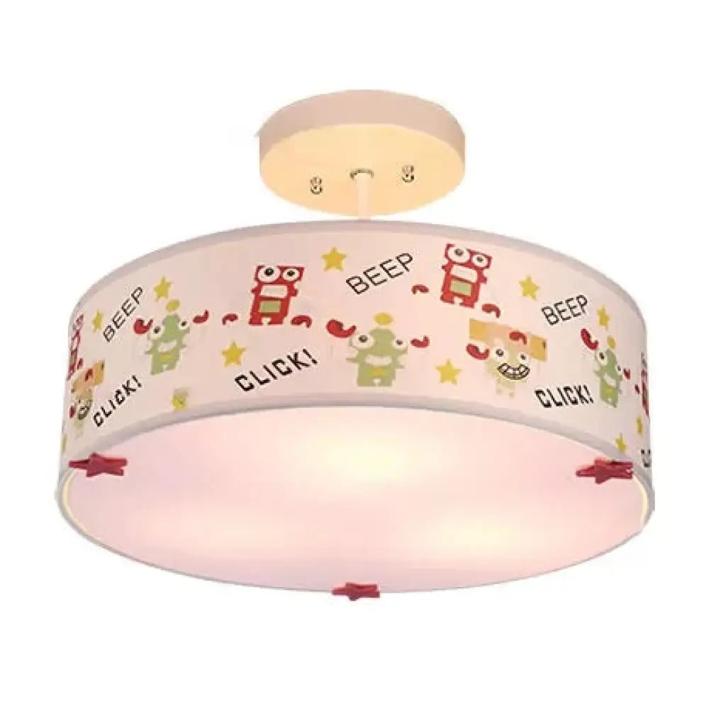 DecorBites™ DecorBites™ Animal Nursery Acrylic Drum Semi Flushmount Ceiling Light