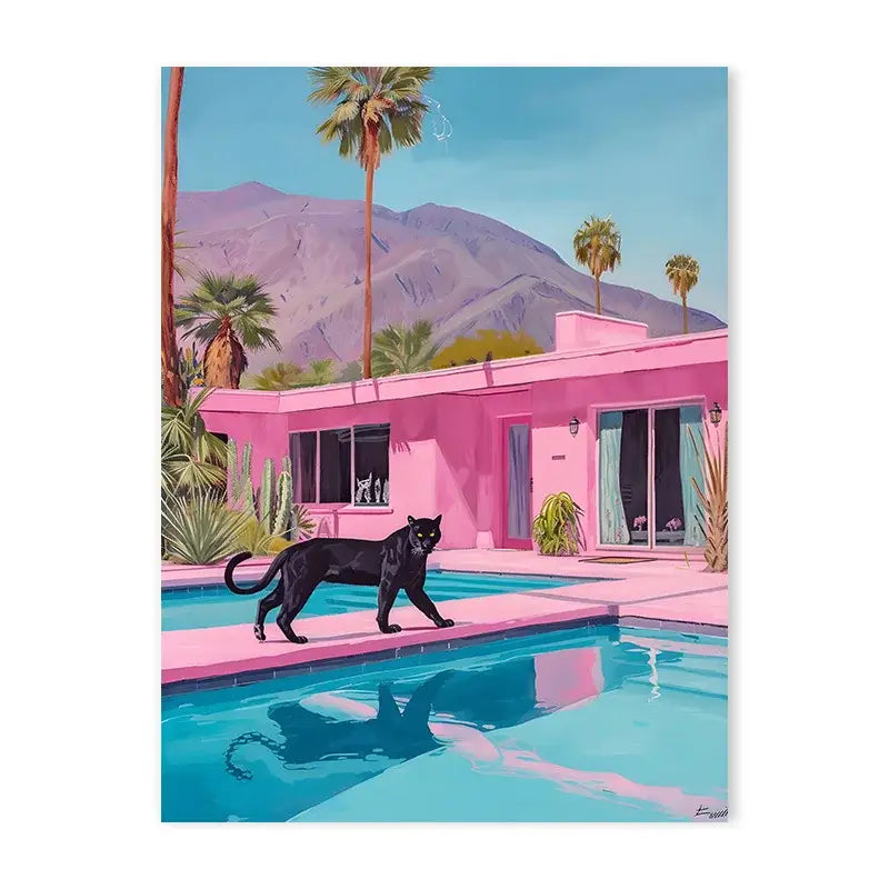 Decorbites™ animal print canvas wall art featuring a black cat with tiger and zebra patterns in vibrant colors