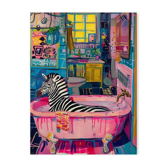 Animal-themed Nordic Canvas Painting for Bathroom Decor - 06 / 20x25cm No Framed