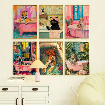 Animal Wall Art Canvas Painting Tiger Zebra