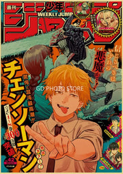 Weekly jump magazine cover anime poster featuring vibrant orange-haired character in school uniform for DecorBites™ poster collection