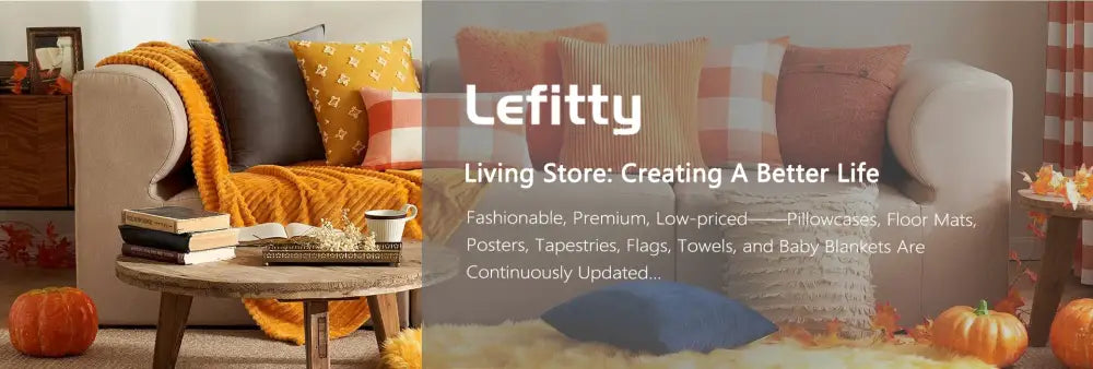Beige sofa with orange knit throw and patterned pillows showcasing DecorBites anime lucky star girl poster